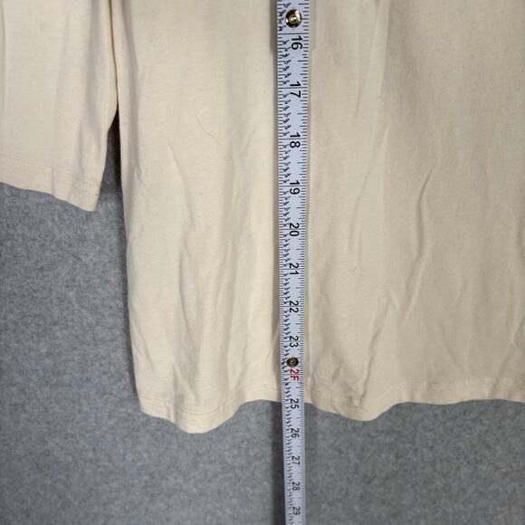 Garnet Hill Shirt Small Cream Ivory Ruffle Tuxedo Jersey Stretch Basic Neutral - Picture 5 of 10